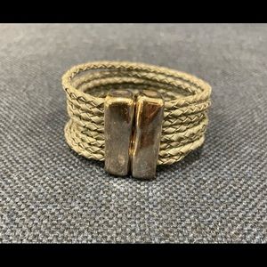 Gray leather braided bracelet